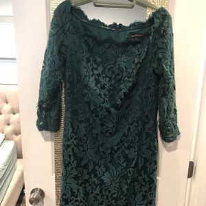 Tadashi Shoji forest green below the knee dress